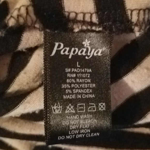 Papaya Strapless Maxi Dress L Tan Brown and Black Striped Faux Button Detail - Picture 5 of 5